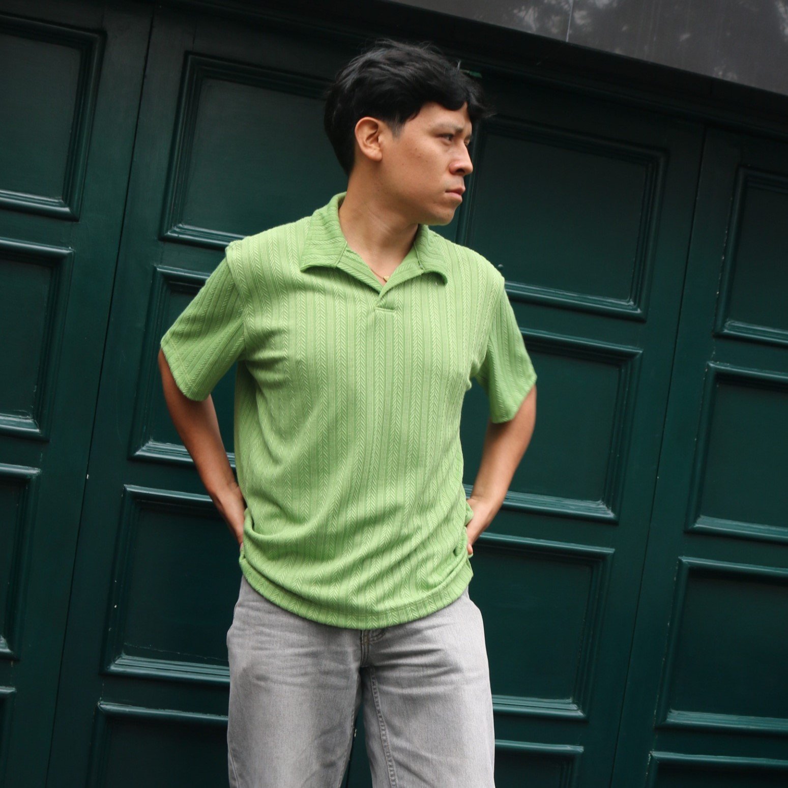 Polo camisero color verde manzana